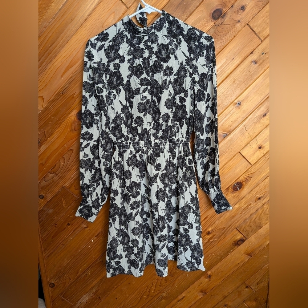 Jason Wu black and white silk floral necktie mini dress Size 0